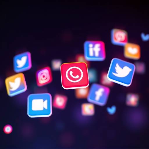 Vários ícones de diferentes plataformas de mídia social, representando a promoäão de vídeos em diversas redes